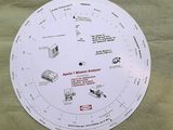 une horloge circulaire sur laquelle figurent des instructions, posée sur une table