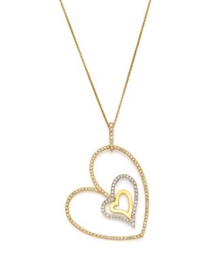 Pendentif en forme de cœur en or bicolore et diamants, monté sur une chaîne