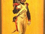 an old painting of a man in a military uniform holding a sword