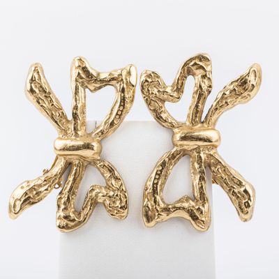 paire de boucles d'oreilles à clip en forme de nœud, couleur or