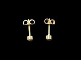a pair of gold earrings on a black background
