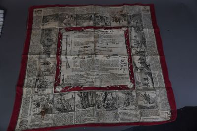 un vieux journal avec une bordure rouge et une photo de personnes dessus