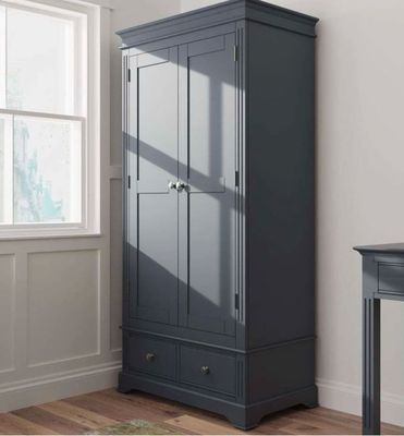 Armoire 2 portes 2 tiroirs LUNEA- en chêne gris ardoise - 90…