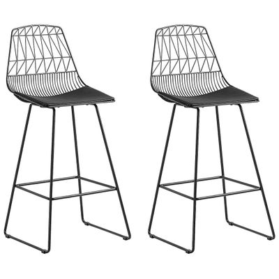 une paire de tabourets de bar en métal noir au motif géométrique