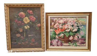 un tableau représentant un vase de fleurs et un tableau représentant un vase de fleurs