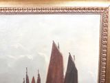 a picture of a painting of boats in the water