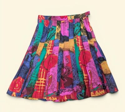 a colorful skirt with multicolored squares and squares on it