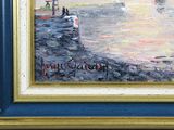 a picture of a painting of people on the beach