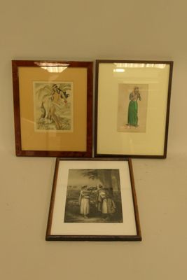 two framed pictures of a woman in a green dress and a woman in a green dress