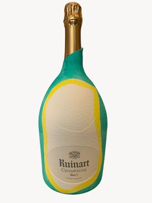 a close up of a bottle of champagne on a white background