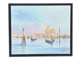 painting of a view of venice with gondolas in the foreground