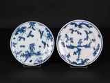 pair of chinese blue and white plates