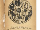 an old book with a picture of a man and a dog on it