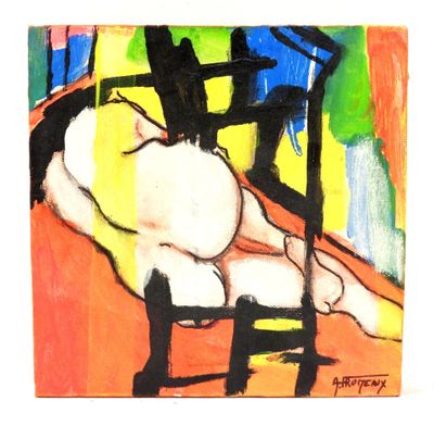 a painting of a woman sitting on a chair