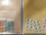 a lot of stamps on the inside of a case