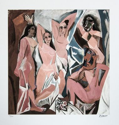 une image représentant un tableau montrant un groupe de nus dans une pièce
