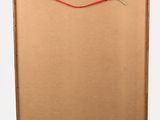 an image of a piece of cardboard with a red string attached to it