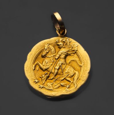 gros plan d'une pièce d'or avec un homme sur un cheval