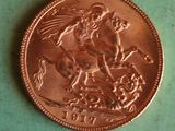 a close up of a penny with a horse and rider on it