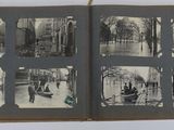 an old photo of a book with pictures of people in it