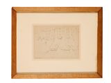 an image of a drawing in a wooden frame on a white background