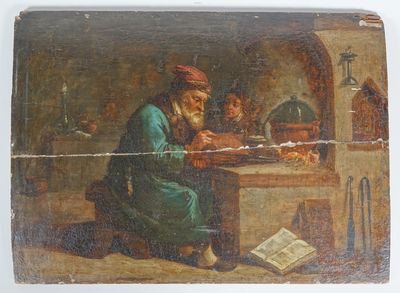 ECOLE FRANCAISE OU HOLLANDAISE DU XVIIEME SIECLE L'Alchimist…
