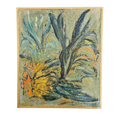 une image représentant une peinture de plantes tropicales sur fond blanc