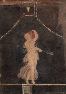 an image of a painting of a woman on a chain