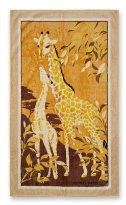 HERMES Serviette / Drap / Tapis de plage vintage modèle « Gi…