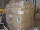 a stack of boxes sitting on top of a pallet in a warehouse