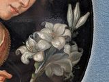 a painting of a woman holding a flower in her hand