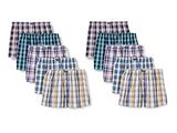 a set of four men ' s plaid boxers in various colors
