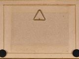 painting of a triangle on a beige background with black dots