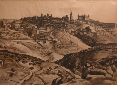 Albert DECARIS (1901-1988) Vue de l'Alcazar de Tolède