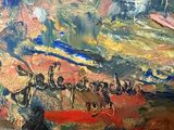 a painting of a man riding a horse in a field
