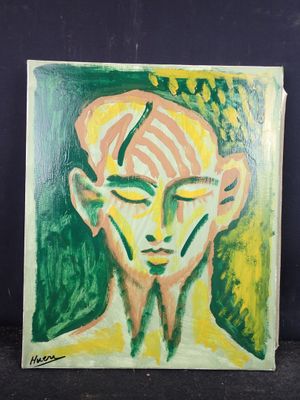 une image représentant un tableau d'un homme au visage vert et jaune