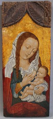 a painting of a woman holding a baby in her arms