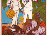 affiche représentant deux hommes debout côte à côte devant un palmier