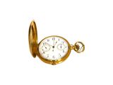 une montre de poche en or avec un cadran blanc sur fond blanc