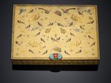 an image of a box with birds and flowers painted on it