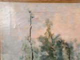 a painting on the wall of a room with a painting on it