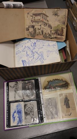 Carnet de dessins dont Blanche Roche Aimé Vallat, Maurice Mantele...