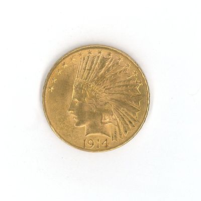 une image d'une pièce d'or sur une surface blanche