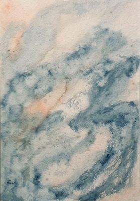 une aquarelle représentant une vague dans l'océan