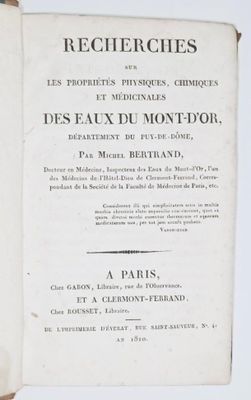 BERTRAND (Michel) Recherche sur les propriétés physiques, ch…