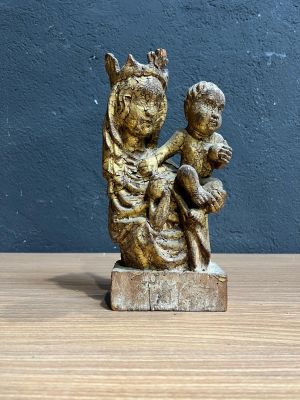 Vierge à l’enfant bois sculpté hauteur 29cm largeur 13 cm