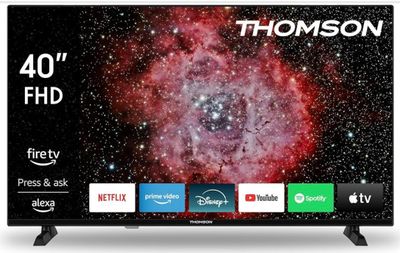 un téléviseur à écran plat posé sur une surface blanche
