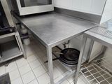 a small kitchen with a stove and a microwave on the counter