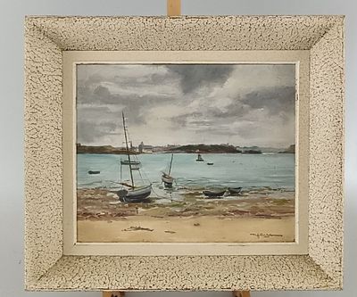 une image d'une peinture de bateaux sur l'eau