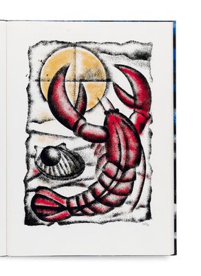 un livre dont la couverture représente un homard